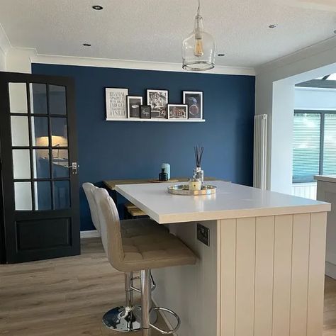 Interior with paint color Little Greene Hicks' Blue 208 Hicks Blue Little Greene, Blue Paint Color, Open Plan Kitchen Diner, Blue Paint Colors, Blue Palette, Wall Paint Colors, Kitchen Diner, Kitchen Paint, Little Greene