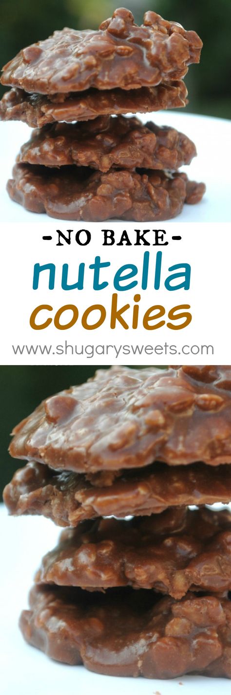 These NO BAKE Nutella Cookies are an easy recipe for kids and adults! Have you tried them yet? Unbaked Cookies Recipe, Unbaked Cookies, Nutella Treats, Easy Recipe For Kids, Party Food For Kids, Dessert Nutella, Glutenfri Baking, Kek Lapis, Treats For Kids