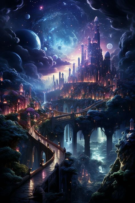 Fantasy Background Magic Scenery, Futuristic City Utopia, Surreal Scenery, Fantasy Landscape Art, Magic Realms, Background Fantasy, Island Artwork, Celestial Realm, Floating Islands