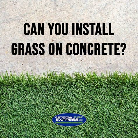 Short answer: Yes! Long answer: Yes! In fact, installing synthetic grass on concrete is easier than you think. Here are some tips and considerations for this type of DIY project. https://www.artificialturfexpress.com/blog/the-diy-guide-to-installing-the-best-artificial-turf-on-concrete Turf Over Concrete, Diy Artificial Turf, Laying Artificial Grass, Concrete Yard, Pet Turf, Installing Artificial Turf, Artificial Grass Installation, Fake Grass, Artificial Lawn