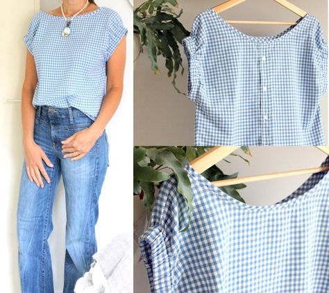 Linen Tops Women Pattern, Women Summer Dresses, Sewing Tops, Linen Top Women, Upcycle Shirt, Diy Tops, Diy Clothes Design, Shirt Refashion, Dress Making Patterns