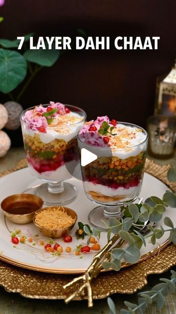 Nidhi Bothra on Instagram: "7 Layer Dahi Chaat - try this picture-perfect innovative appetizer, and add some chatpata flavor to your Diwali party! With layers of mung bean sprouts, fluffy dhokla, papdi, boondi, masala potatoes, creamy yogurt, and sweet and spicy chutneys, this is truly street food at its best!💕 • Recipe - https://naturallynidhi.com/7-layer-dahi-chaat/ • Clickable link in profile @naturallynidhi ❤️ • Ingredients Papdi Layer - 1: * 15-20 pieces Indian papdi crackers , store bought, broken into smaller pieces Potato Layer - 2: * 3 medium potatoes , boiled and finely chopped * 1/2 small beetroot , boiled and grated * 1 tsp chaat masala * 1 tsp red chili powder * 1/2 tsp roasted cumin powder * salt , to taste Yogurt Layer - 3: * 2 cups hung curd or greek yogurt * 1/2 cup milk 7 Layer Dahi Chaat, Diwali Appetizers Indian, Dahi Chaat, Dahi Papdi Chaat Recipe, Papdi Chaat Recipe, Masala Potatoes, Creamy Yogurt, Diwali Party, Chaat Recipe