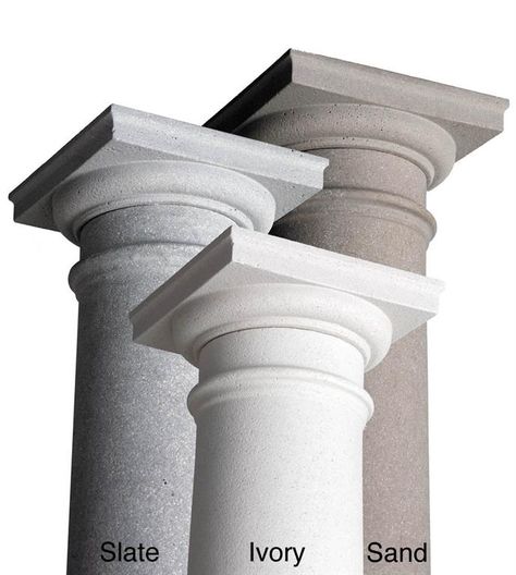 Round Column Design, Colonial Porch, Pvc Column Wraps, House Pillars, Fiberglass Columns, Column Ideas, Exterior Columns, Front Porch Columns, Column Wraps