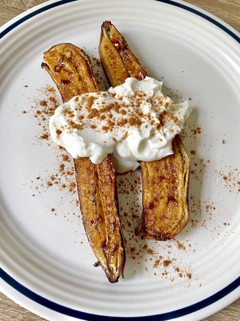 Air-Fryer Caramelized Bananas Recipe With Photos | POPSUGAR Food Air Fryer Bananas, Bananas Recipe, Three Ingredient Recipes, Toasted Ravioli, Caramelized Bananas, Popsugar Food, Banana Dessert, Banana Chips, Fast Easy Meals