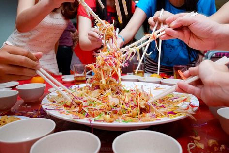 Lunar New Year Recipes, Yee Sang, Yu Sheng, New Year Recipes, Phoenix Restaurants, Lucky Food, Raw Salmon, Plum Sauce, Seasonal Cooking