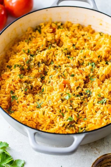 We are big rice eaters in my house and one of my specialties is Latin yellow rice! This is a delicious side dish for any chicken or meat dish! #rice #latinfood #yellowrice #sidedish Sazon Recipe, Yellow Rice Recipe, Yellow Rice Recipes, Meat Dish, Yellow Rice, Skinny Taste Recipes, Rice Recipe, Veggie Sides, Rice Dishes