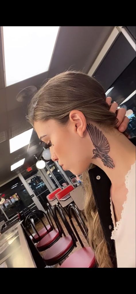 Dove Neck Tattoo, Tattoo On Neck, Neck Tattoo Ideas, Dove Tattoo, Neck Tattoos Women, Tattoo Ideas For Women, Neck Tattoo, Tattoo On, Tattoos For Women