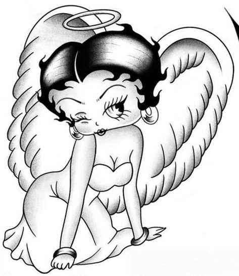 Gray Tattoos For Women, Tattoos For Women Fine Line, Pinup Tattoos, Tattoo Chain, Edgy Tattoos, Betty Boop Tattoo, Tattoo Pinup, Betty Boop Tattoos, Chain Tattoo