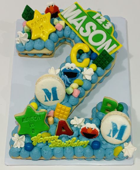 Sesame Street Cookie Cake Sesame Street Number Cake, Number Cupcake Cake, Sesame Street Cake, Sesame Street Cookies, Sesame Street Birthday, Cupcake Cake, Fancy Cakes, Cookie Cake, Number 3