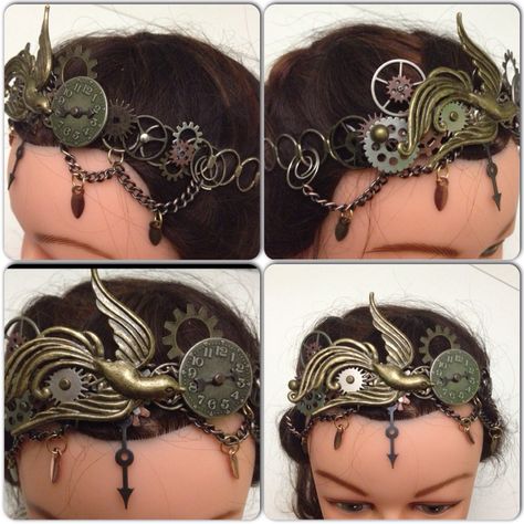 Steampunk High Crown Costume Accessories For Halloween, Steampunk Crown, Steampunk High Crown Costume Accessories, Steampunk Halloween Party Headpiece, Steampunk Head Accessories, Steampunk High Crown Festival Hat, Steampunk Headpiece, Steampunk Hairstyles, Wearable Art Fashion