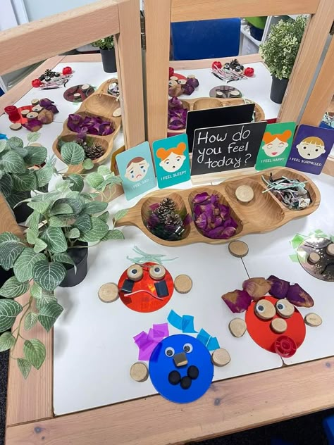 Reggio Emilia Art Center, Who Am I Preschool Activities, Settling In Activities Eyfs, Feelings Provocations, Science Area Preschool, Nature Based Classroom, Provocations Reggio, Autumn Preschool Theme, All About Me Preschool Theme