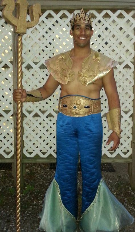 Mermaid Pants Costume, Triton Costume Men, King Trident Costume, Diy King Triton Costume, King Triton Costume Diy, King Triton Disneybound, King Triton Cosplay, Triton Costume, King Triton Little Mermaid