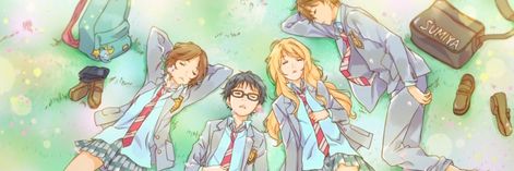 Anime Friendship Aesthetic, April Header, April Wallpaper, Friendship Aesthetic, Anime Friendship, Your Lie In April, You Lied, Anime Wallpaper, Zelda Characters