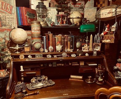 Cluttered Table Aesthetic, The Knick Aesthetic, Archaeology Aesthetic Room, Old Desk Aesthetic, Museum Of Curiosity, Magical Room, The Knick, Dream Desk, Antique Aesthetic