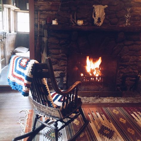 Cabin Cozy Chair By Fireplace, Hearth And Home, Cozy Fireplace, Cabins And Cottages, Cabin Life, Cozy Place, Holy Quran, Life Photo, Cabins In The Woods