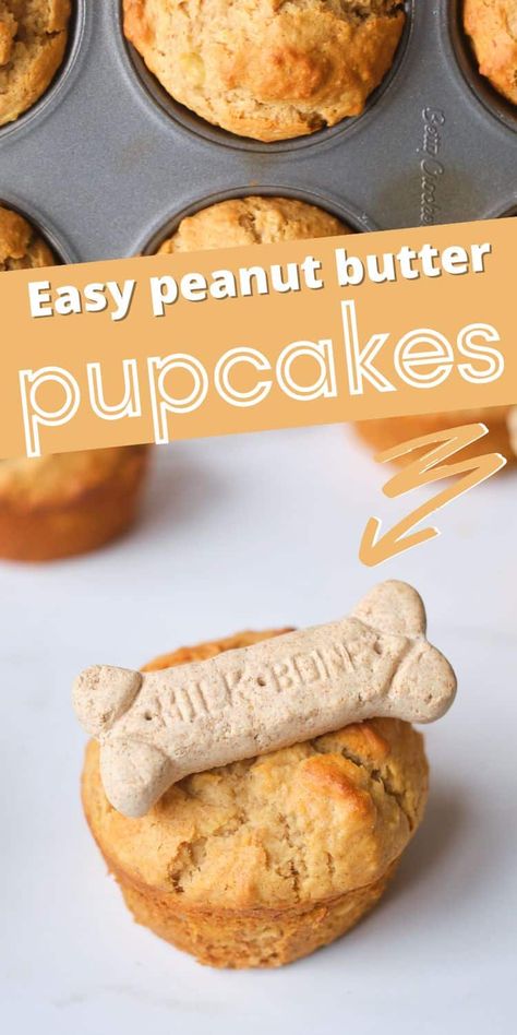 Easy Pupcake Dog Recipes, Small Dog Birthday Cake, Dog Birthday Cake Peanut Butter, Puppy Cupcakes For Dogs, Dog Safe Cupcakes, Dog Cupcakes For Dogs, Dog Birthday Cake Banana, Peanut Butter Cake For Dogs, Pupcakes Dog Easy