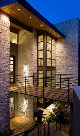 Slide #6 Bridge Entrance, Square Architecture, House Bridge, Bridge House, Luxury Homes Exterior, Wood Architecture, Austin Homes, Balcony Design, House Exteriors