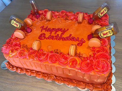 Custom order fireball whiskey birthday sheet cake. Cinnamon buttercream, macarons, vanilla cake Fireball Birthday, Macarons Vanilla, Birthday Sheet Cake, Whiskey Birthday, Cinnamon Buttercream, Cake Cinnamon, Fireball Whiskey, Birthday Sheet Cakes, Sheet Cake