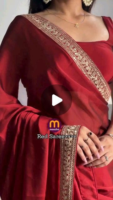 Meesho Saree, Saree Red, Fashion Traditional, Red Saree, Quick Outfits, Latest Fashion, Highlights, Saree, Red