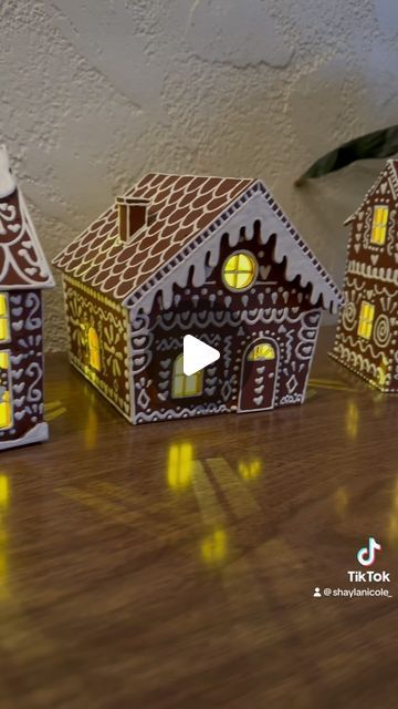 Shayla Caso on Instagram: "DIY Pottery Barn gingerbread houses using Michaels wooden houses! #DIY #Christmas #craft" Michaels Gingerbread House, Michaels Christmas Houses, Michaels Christmas Village, Wooden Gingerbread House Ideas, Michaels Christmas Crafts, Christmas Crafts Gingerbread House, Diy Pottery Barn Gingerbread House, Pottery Barn Gingerbread House Diy, Painted Wooden Houses Diy Crafts