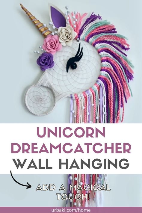 Are you looking for a fun and creative way to add a touch of magic to your home decor? Look no further than this stunning DIY unicorn dreamcatcher wall art by Kalyani's Corner!This project is not only impressive but also easy to learn, making it a great DIY project for beginners and experts alike.In this article, we'll go over the materials required and give you step-by-step instructions on how to make this beautiful dreamcatcher... Diy Unicorn Wall Decor, Unicorn Wreath Diy, Unicorn Dream Catcher Diy, Unicorn Wreath, Dreamcatcher Wall Art, Unicorn Dream Catcher, Dream Catcher For Kids, Making Dream Catchers, Diy Dream Catcher Tutorial