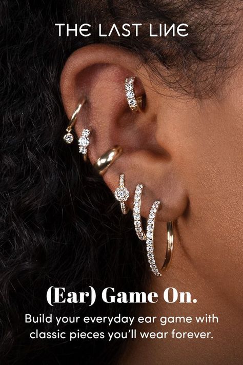 Mix & Match Styles that you can make your own. Timeless designs for effortless shine. 1990 Style, Cool Ear Piercings, Pretty Ear Piercings, Cute Ear Piercings, Cute Piercings, Dope Jewelry, Body Piercings, The Ear, Designer Fashion Jewelry