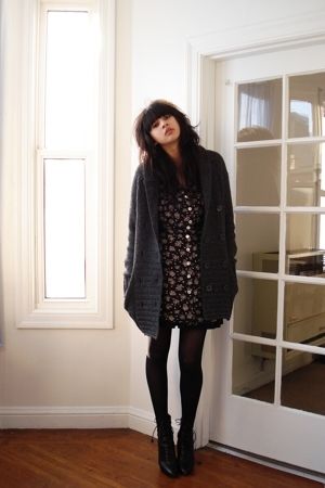 Dress And Cardigan Outfit, Big Cardigan, Prada Boots, Whimsy Goth, Cardigan Outfit, Wardrobe Inspiration, Cardigan Outfits, Gap Sweater, Pretty Clothes