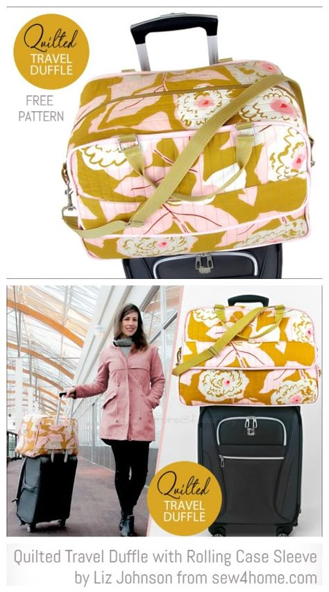 DIY Quilted Travel Duffle Bag Free Sewing Patterns Diy Weekender Bag Pattern, Free Travel Bag Pattern, Travel Bag Diy Free Pattern, Quilted Travel Bag Free Pattern, Sewing Weekender Bag, Travel Bag Tutorial, Carry On Bag Pattern, Travel Bag Patterns To Sew Free, Handbag Patterns Free Sewing Projects