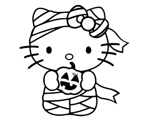 Cute Coloring Pages Hello Kitty Halloween, Hello Kitty Dinosaur Drawing, Cool Hello Kitty Drawing, Hello Kitty Coloring Book Pages, Mummy Hello Kitty, Hello Kitty Drawing Halloween, Domo Coloring Pages, Hello Kitty Coloring Pages Halloween, Snoopy Halloween Coloring Pages