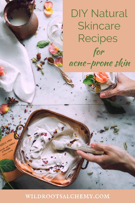 By using all-natural skincare with healthy ingredients, you can help support your skin's own regenerative and healing capabilities, and help calm down inflammation from active acne. Here are some simple DIY recipes to help improve your skin! Skincare For Acne Prone Skin, Skincare For Acne Prone, Homemade Organic Skin Care, Skincare For Acne, Natural Skincare Recipes, Holistic Skin Care, Natural Skin Care Ingredients, Herbal Skin Care, Skincare Recipes