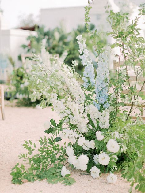 Blue And White Arch Wedding, Blue Ceremony Arch, Blue Wedding Aisle, Josie Wedding, Wedding Installations, Italian Garden Wedding, Blue And Green Wedding, Malibu Rocky Oaks Wedding, Elmore Court