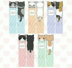 Cats Bookmarks, Handmade Bookmarks Diy, Cute Kitties, Penanda Buku, Kawaii Cats, Chat Kawaii, Creative Bookmarks, Bookmark Craft, Kraf Diy