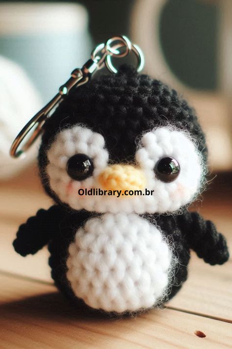 Learn how to crochet an adorable penguin keychain with this simple pattern. Perfect for beginners and makes a cute accessory for bags or keys! Penguin Crochet Keychain, Crochet Penguin Keychain, Penguin Keychain, Crochet Penguin, Adorable Crochet, Learn How To Crochet, Crochet Keychain, Cute Penguins, Everyday Accessories