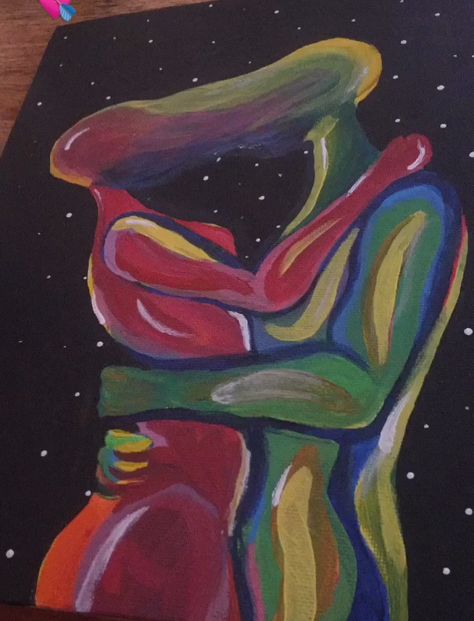 Twin Flames Painting Easy, Soulmate Painting Ideas, Thermal Couple Art, Soul Tie Painting Easy, Soul Ties Painting Easy, Twin Flame Painting Easy, Interlinked Art, Soul Ties Painting, Thermo Paintings