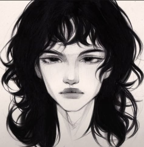 Jwjw Painting Curly Hair Acrylic, Short Hairstyle Women Drawing, How To Draw Wavy Hair, Wavy Hair Sketch, Short Hair Drawing Reference, Wavy Hair Drawing, Short Hair Drawing, Sketch Book Art, Art Tut