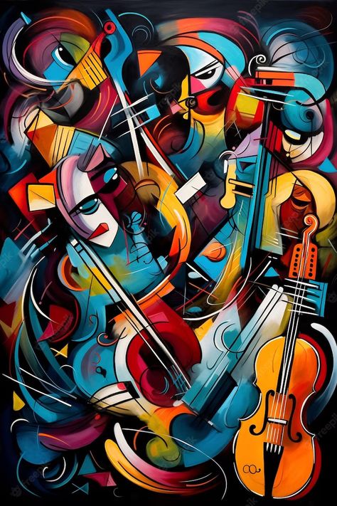 Violin Art, Vintage Music Posters, Beautiful Art Pictures, Music Artwork, Music Posters, Afro Art, Vintage Music, Cubism, Musical Instrument