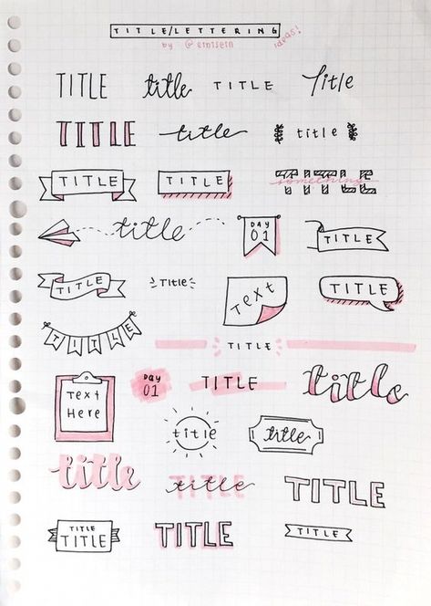 Ultimate List of Bullet Journal Ideas: 101 Inspiring Concepts to Try Today (Part 2) - Simple Life of a Lady Bullet Journal Titles, Bullet Journal Headers, Journal Ideas Templates, Bullet Journal Font, Title Ideas, Bullet Journal Banner, Journal Fonts, Bullet Journal Ideas Templates, Bullet Journal Notes