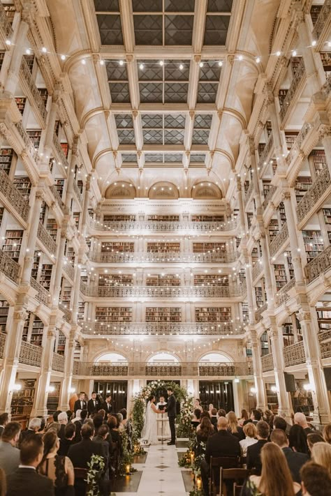 George Peabody Library, Peabody Library, Library Wedding, Baltimore Wedding, Wedding Event Venues, Washington Dc Wedding, Fantasy Wedding, Future Wedding Plans, Dc Wedding