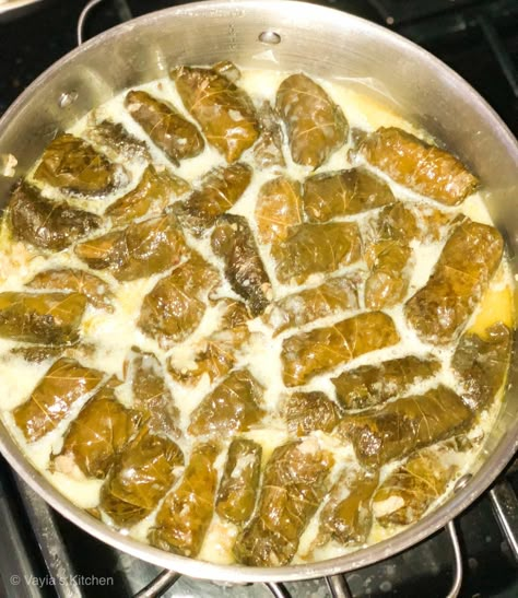 Greek Lemon Sauce, Greek Dolmades, Dolmades Recipe, Grape Leaves Recipe, Stuffed Grape Leaves, Armenian Recipes, Egyptian Food, Greek Cooking, Greek Dishes