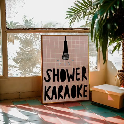 Shower Karaoke, Bathroom Decor Toilet, Toilet Wall Art, Toilet Poster, Fun Bathroom Decor, Art Toilet, Colourful Decor, Fun Bathroom, Colorful Apartment