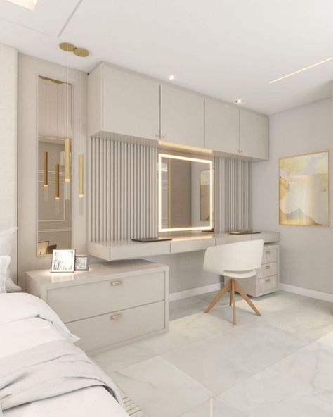 Suite Room Design Bedrooms, Furniture For Bedroom Ideas, Make Up Desk Idea, Bedroom And Dressing Room Ideas, Make Up Desk Ideas, White Modern Bedroom, Suite Bedroom, Bedroom Ideas Decor, Bedroom Ideas Modern