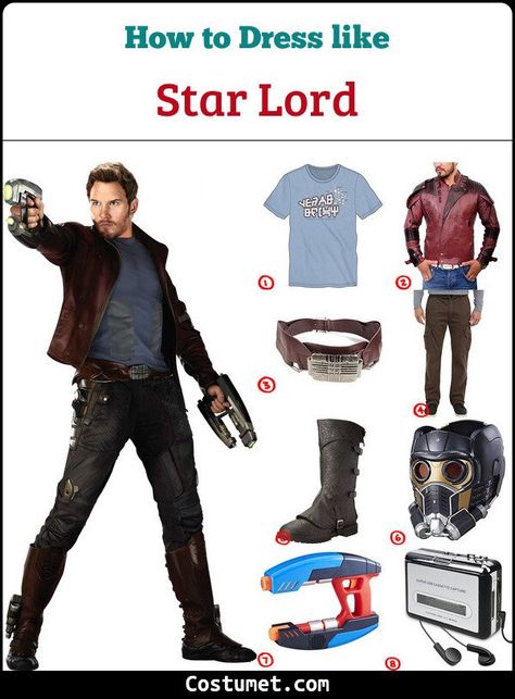 Star Lord (Peter Quill) Costume for Cosplay & Halloween 2021 Peter Quill Costume, Star Lord Comic, Star Lord Costume, Star Lord Cosplay, Diy Costumes Men, Outlaw Star, Drax The Destroyer, Comic Costume, Light Blue T Shirt