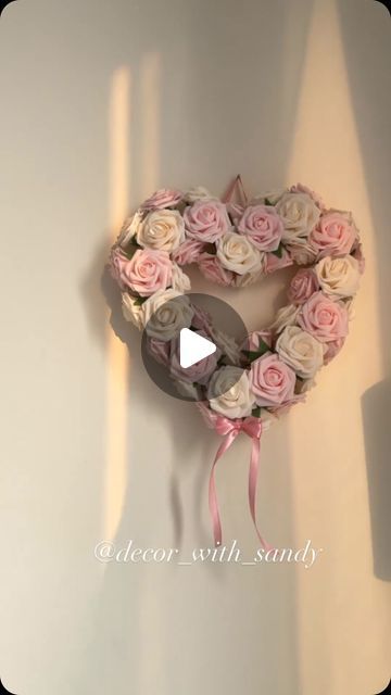 Thousands of Tips on Instagram: "Create a romantic heart wreath! Cut a cardboard heart shape, cover it with beautiful, stemless roses, and finish it off with a delicate lace ribbon for a bow and a sting to  hang on the wall. It’s a perfect DIY project to add a touch of love to your home!

Credits:@decor_with_Sandy

#DIYHeartWreath #RoseWreath #HeartShapedDecor #RomanticDecor #HomeDecor #WallArt #DIYHomeDecor #CraftProject #DIYInspiration #CraftIdeas #FloralDecor #HandmadeWithLove #Upcycling  #CreativeLiving #GetCrafty #HomeMade #DIYHome #HomeSweetHome #CraftLove #DIYProject #DIYDecor  #DIYArt #CraftTime #DIYEnthusiast #DIYAddict #DIYLife #DIYMoms #DIYDads #DIYHomeProjects" Cardboard Heart, Heart Shaped Wreaths, Romantic Heart, Rose Wreath, Romantic Decor, Heart Wreath, Creative Living, Diy Life, Lace Ribbon