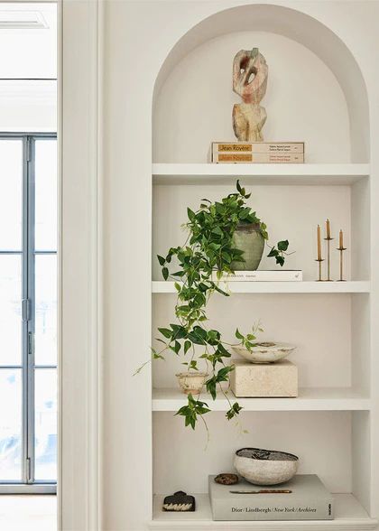 Hanging Plant On Shelf, Hanging Plants On Shelf, Hanging Faux Plants Indoor, Long Vine Plants Indoor, Fake Hanging Plants Home Decor, Scandi Plants, Plants For Shelves, Plants On Shelves, Hanging House Plants