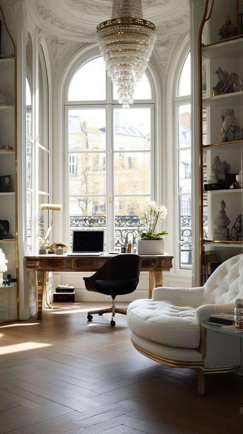 Parisian Interior Design, Parisian Interior, Office Decor Ideas, Home Decoration Ideas, Parisian Apartment, Dream House Interior, Dream Decor, Elegant Homes, Apartment Interior