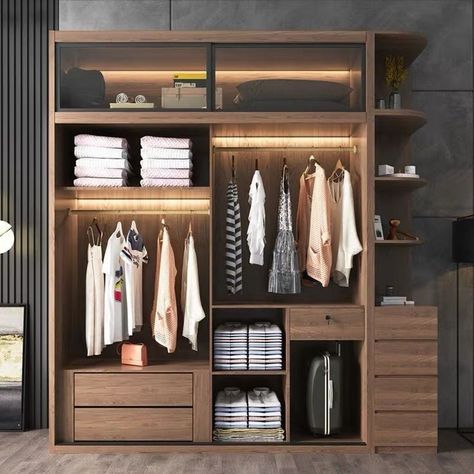 Almirahs In Bedroom, Almira Inside Design, Wardrobe Partition Ideas, Bedroom Ideas With Wardrobe, Wardrobe Glass Door, Wardrobe Laminate Design Master Bedrooms, Almirah Designs Bedrooms, Glass Door Wardrobe, Wardrobe Inside Design