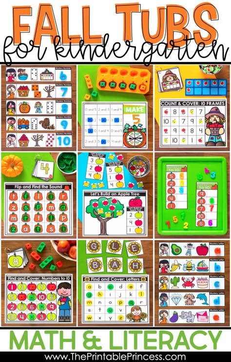 Kindergarten Morning Work Tubs, Fall Activities For Kindergarten, Math Tubs, Kindergarten Morning Work, Bright Autumn, Morning Tubs, Kindergarten Themes, Fall Math, Fall Kindergarten