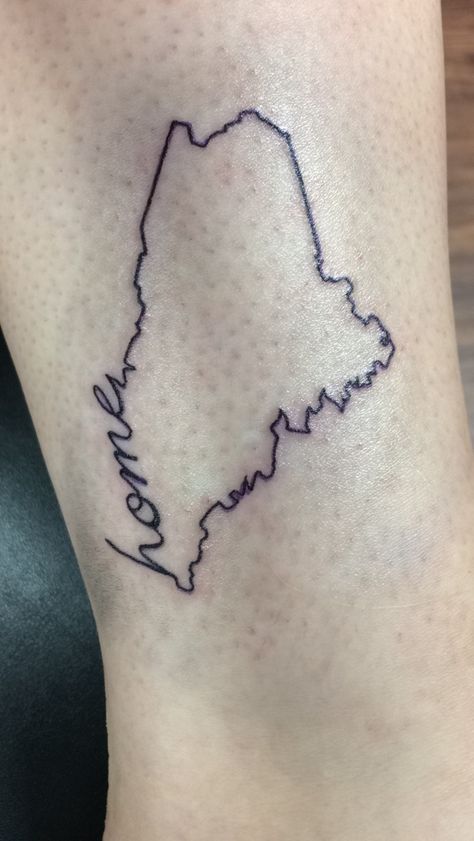 Home is where the heart is 💙 Maine state tattoo #HomeStateTattoo State Tattoo Ideas, Maine Tattoos, State Of Maine Tattoo Ideas, Maine Tattoo Ideas, Maine State Tattoo, State Of Maine Tattoo, Human Heart Tattoo, Maine Tattoo, State Tattoos