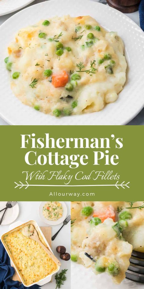 Fisherman’s Seafood Pie, Cod Fish Casserole Recipes, Cod Casserole Recipes, Fish Pie Recipe Easy, Fish Pie Sauce, Cod Casserole, Fisherman's Pie, Seafood Pie, Beef Cottage Pie