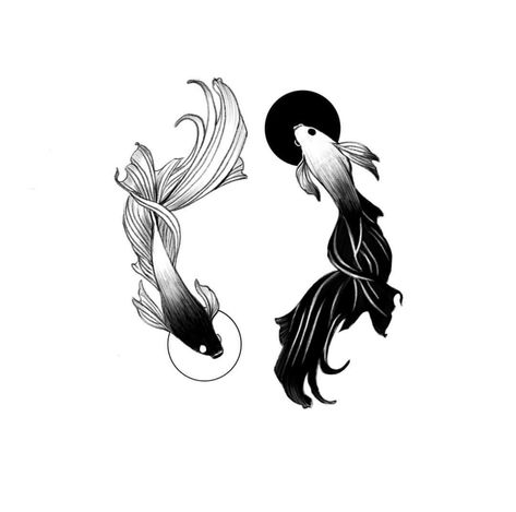 Pisces Tattoo Designs, Ying Yang Tattoo, Yin Yang Tattoos, Pisces Tattoos, Koi Tattoo, Koi Fish Tattoo, Inspiration Tattoos, Bff Tattoos, Fish Tattoo